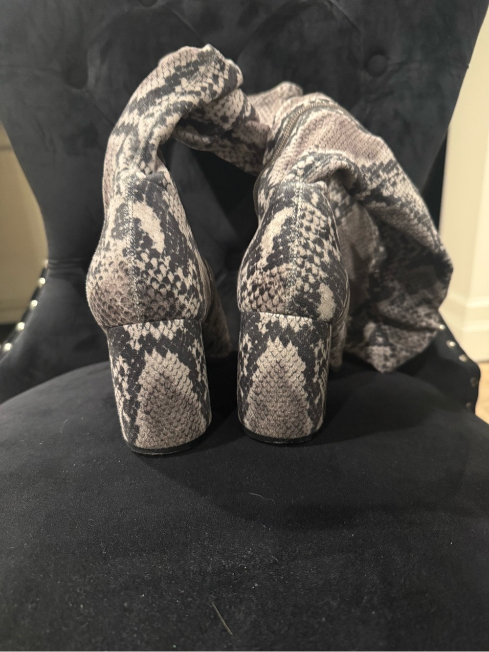 Marc Fisher Women’s Knee-High Snakeskin Pattern Boots - Gray - Picture 3 of 5